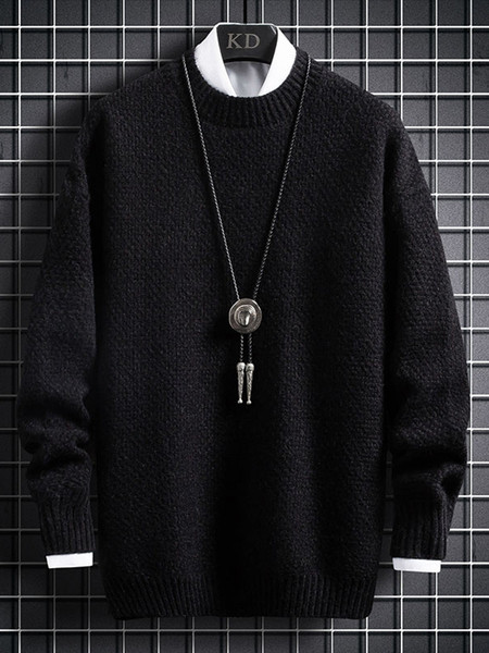 Moodne ovaalse kaelusega meeste kampsun tavaline mudel