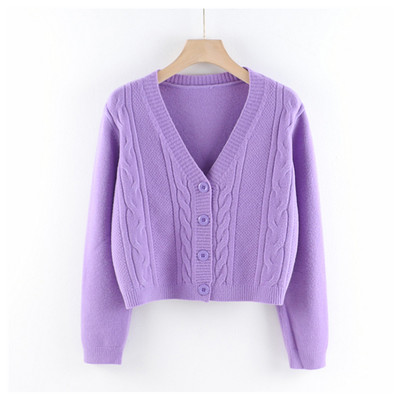 Talveks sobiv spitsikaelusega vabaaja naiste kardigan
