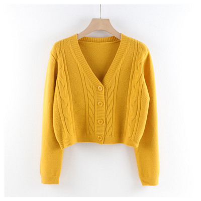 Talveks sobiv spitsikaelusega vabaaja naiste kardigan