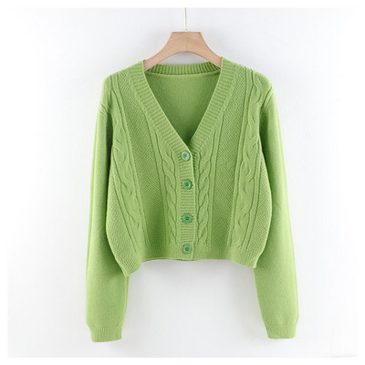 Talveks sobiv spitsikaelusega vabaaja naiste kardigan