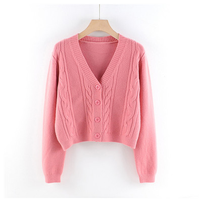 Talveks sobiv spitsikaelusega vabaaja naiste kardigan