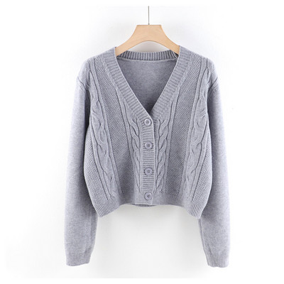 Talveks sobiv spitsikaelusega vabaaja naiste kardigan