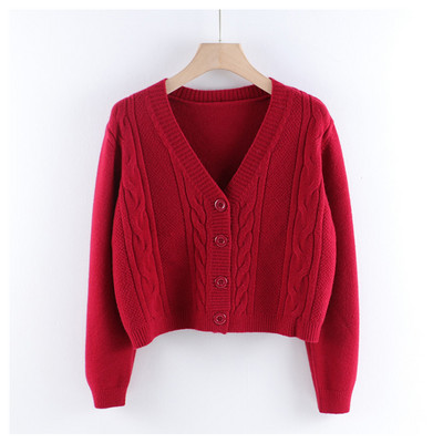 Talveks sobiv spitsikaelusega vabaaja naiste kardigan