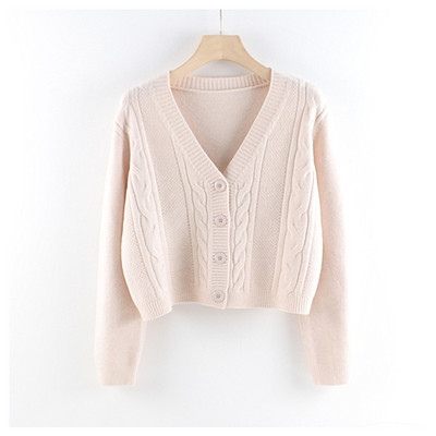 Talveks sobiv spitsikaelusega vabaaja naiste kardigan