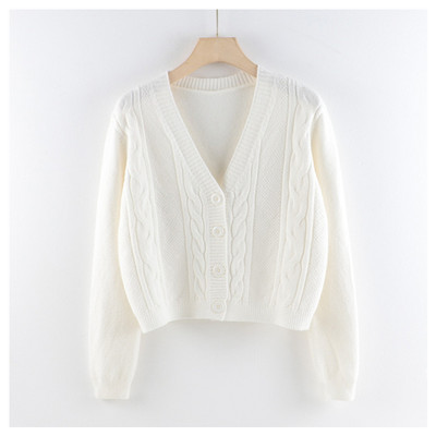 Talveks sobiv spitsikaelusega vabaaja naiste kardigan