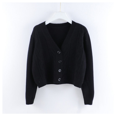 Talveks sobiv spitsikaelusega vabaaja naiste kardigan