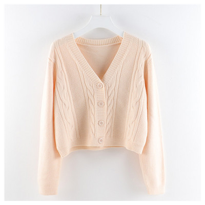 Talveks sobiv spitsikaelusega vabaaja naiste kardigan