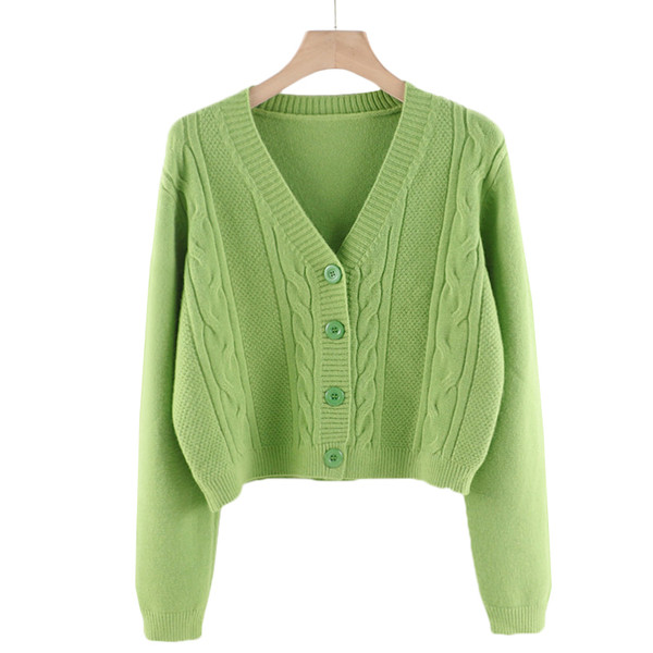 Talveks sobiv spitsikaelusega vabaaja naiste kardigan