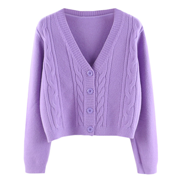 Talveks sobiv spitsikaelusega vabaaja naiste kardigan