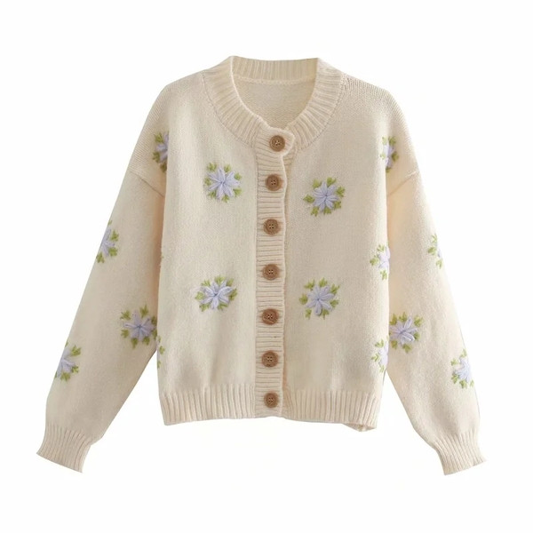 Κοντή γυναικεία ζακέτα με κέντημα