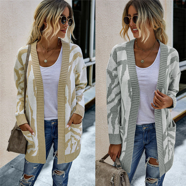 Naiste õhukesest kudumisest taskutega kardigan