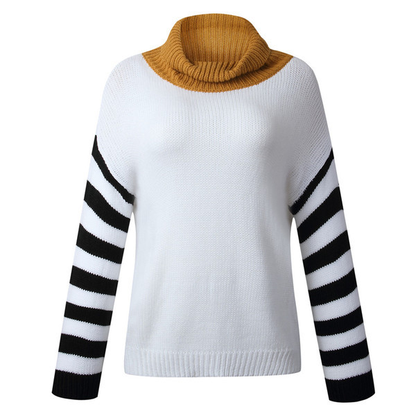 Γυναικείο πλεκτό λεπτό πουλόβερ με ψηλό γιακά