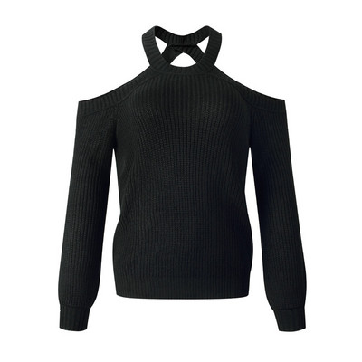 Γυναικείο πουλόβερ με γυμνούς ώμους και οβάλ ντεκολτέ