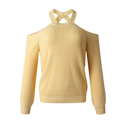 Γυναικείο πουλόβερ με γυμνούς ώμους και οβάλ ντεκολτέ