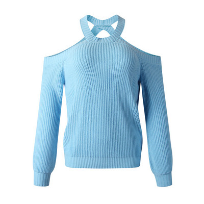 Γυναικείο πουλόβερ με γυμνούς ώμους και οβάλ ντεκολτέ