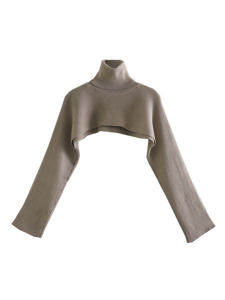 Μοντέρνο κοντό πουλόβερ με ψηλό γιακά