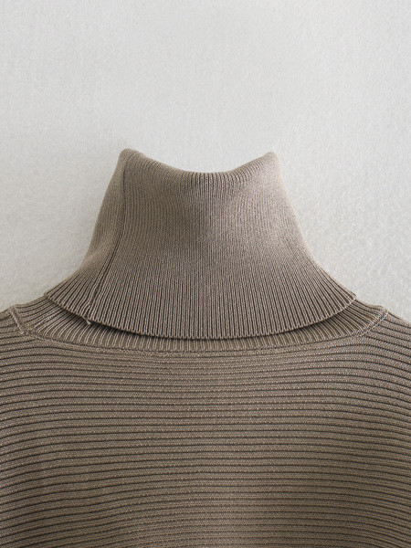 Μοντέρνο κοντό πουλόβερ με ψηλό γιακά