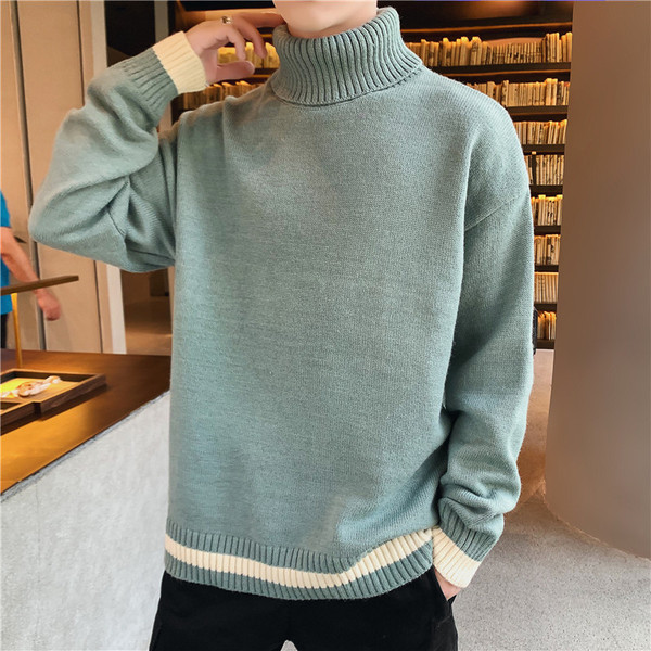 Ανδρικό πουλόβερ με γιακά και μακριά μανίκια