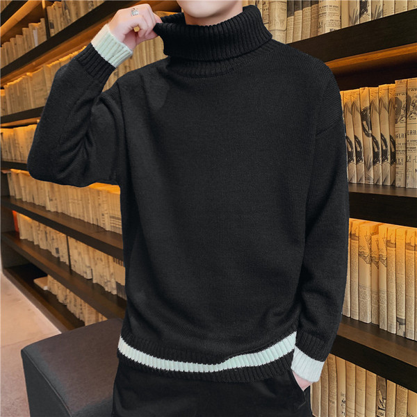 Ανδρικό πουλόβερ με γιακά και μακριά μανίκια