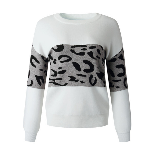 Γυναικείο casual πουλόβερ με οβάλ ντεκολτέ και άνιμαλ πριντ