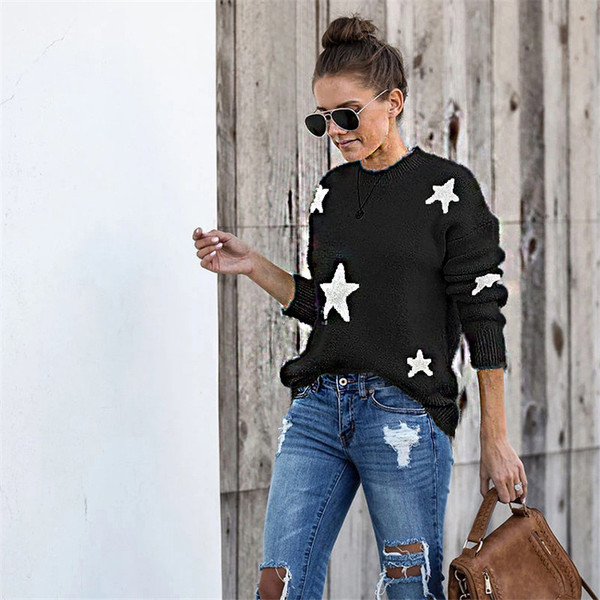 Pulover casual de dama din puf cu decolteu oval