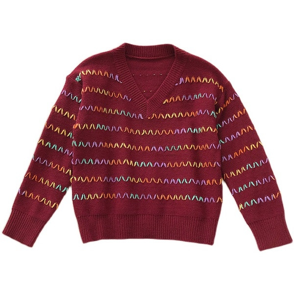 Γυναικείο πουλόβερ με μακριά μανίκια και λαιμόκοψη