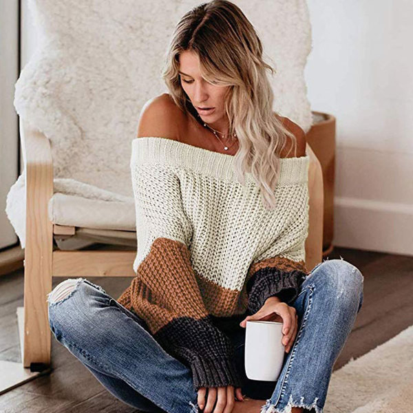 Γυναικείο πουλόβερ  μοντέλο με οβάλ λαιμόκοψη