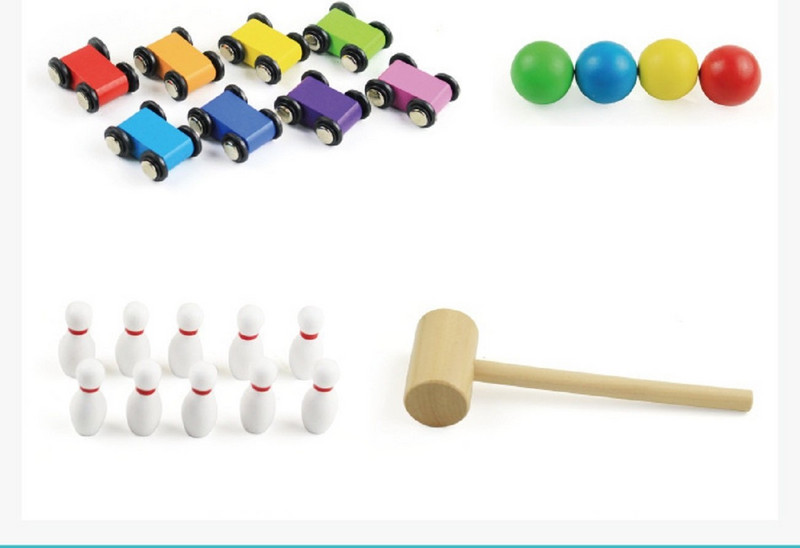 2 в 1 голяма дървена писта и чукче