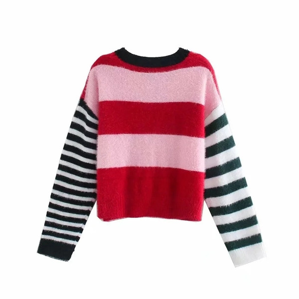 Lihtne triibuline ovaalse kaelusega kampsun