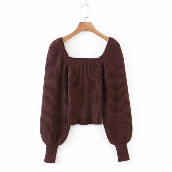 Γυναικείο πουλόβερ με ντεκολτέ και μανίκια