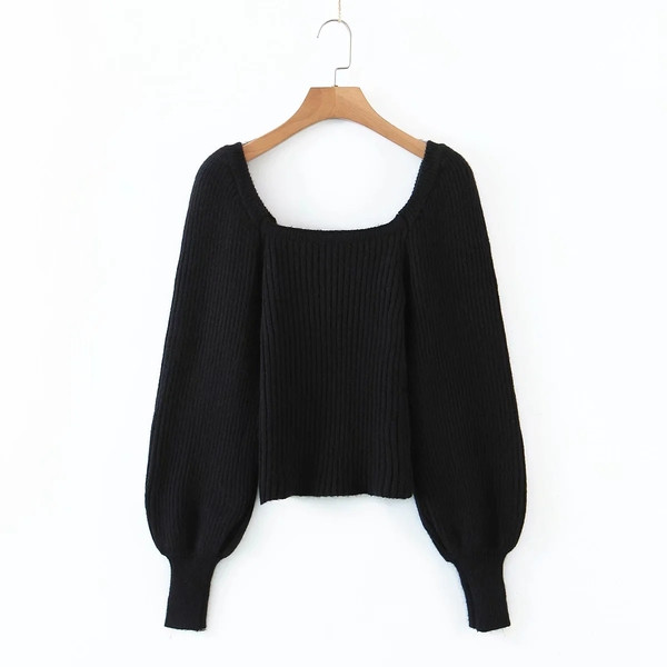 Γυναικείο πουλόβερ με ντεκολτέ και μανίκια