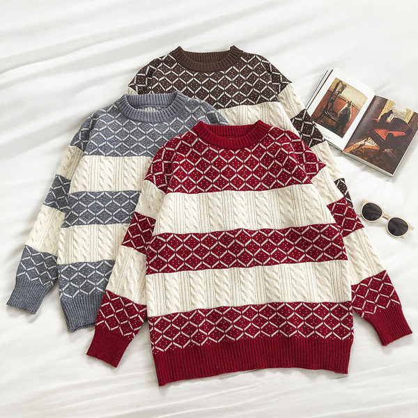 Naiste ümara kaelusega talvekampsun