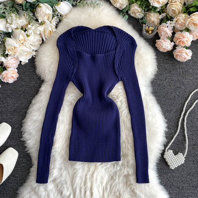 Casual γυναικείο πουλόβερ με στρογγυλή λαιμόκοψη