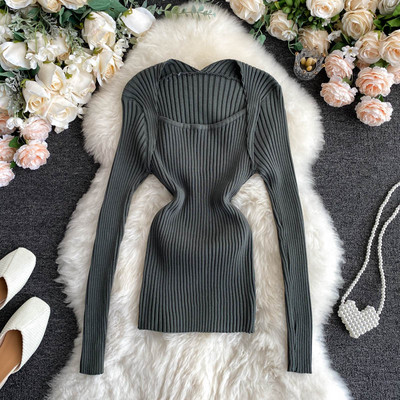 Casual γυναικείο πουλόβερ με στρογγυλή λαιμόκοψη