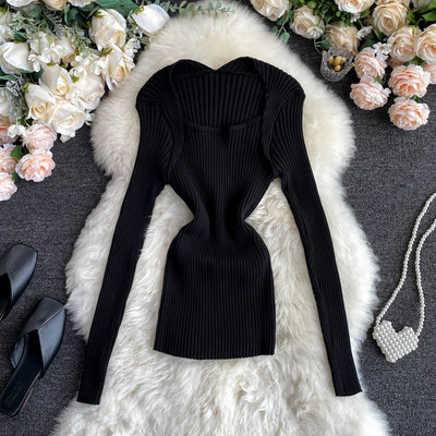 Casual γυναικείο πουλόβερ με στρογγυλή λαιμόκοψη