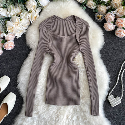 Casual γυναικείο πουλόβερ με στρογγυλή λαιμόκοψη