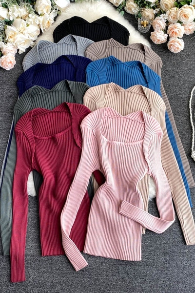 Casual γυναικείο πουλόβερ με στρογγυλή λαιμόκοψη