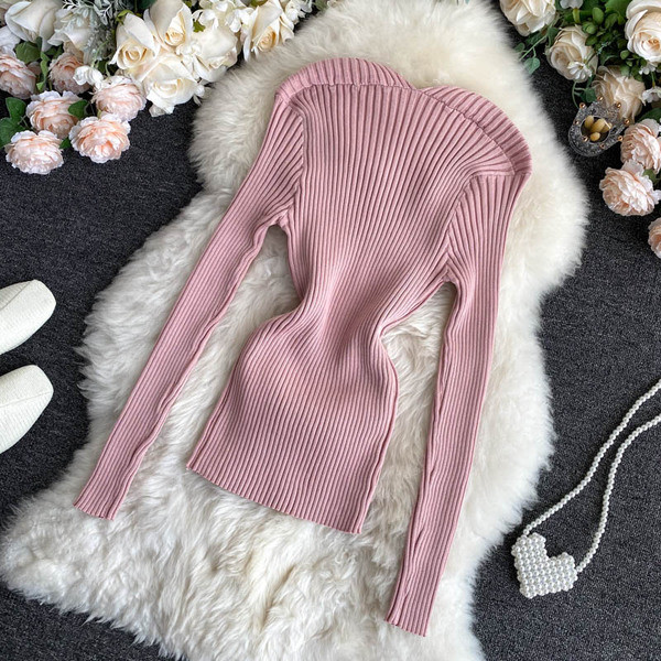 Casual γυναικείο πουλόβερ με στρογγυλή λαιμόκοψη