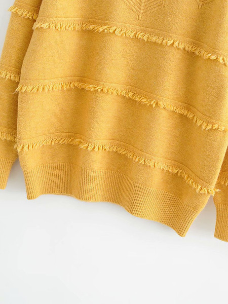 Πουλόβερ  φαρδύ μοντέλο με κρόσσια