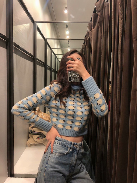 Γυναικείο πουλόβερ με χρωματιστό μοτίβο