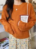 Casual γυναικείο πουλόβερ με στρογγυλό ντεκολτέ φαρδύ  μοντέλο