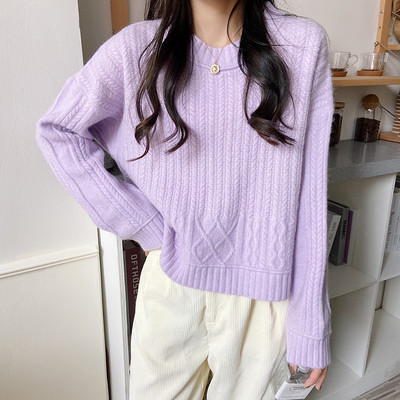 Casual γυναικείο πουλόβερ με στρογγυλό ντεκολτέ φαρδύ  μοντέλο