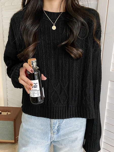 Ümara kaelusega vabaaja naiste kampsun - lai mudel