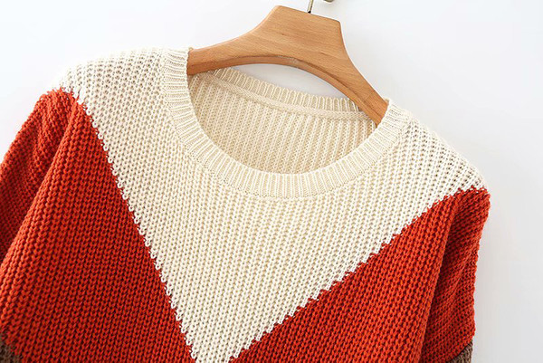 Γυναικείο πουλόβερ φαρδύ μοντέλο με οβάλ λαιμόκοψη