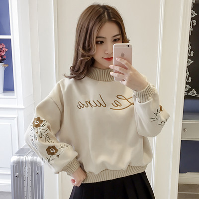 Γυναικείο πουλόβερ με κεντήματα και ψηλό γιακά