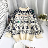 Uut mudelit ümara kaelusega naiste jõulukampsun