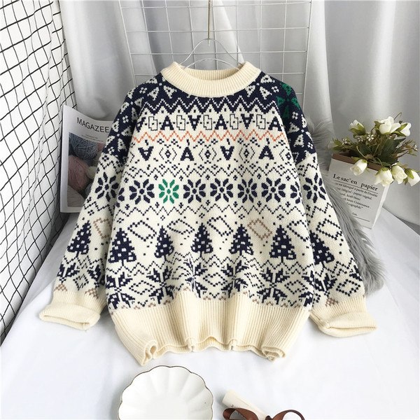 Uut mudelit ümara kaelusega naiste jõulukampsun