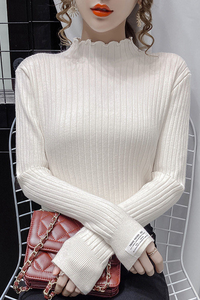 Casual γυναικείο πουλόβερ από λεπτό πλέξιμο με ψηλό γιακά