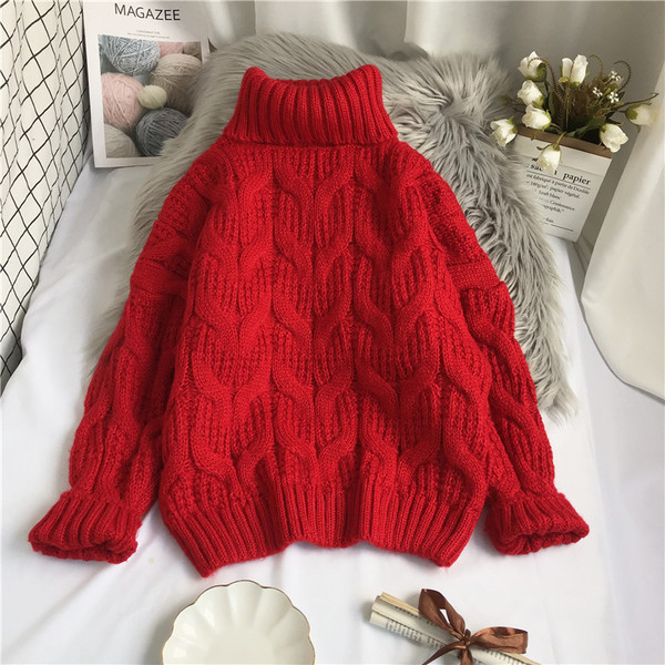 Νέο μοντέλο γυναικείο πουλόβερ με υψηλό  γιακά και μακριά μανίκια