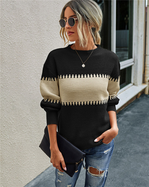 Casual γυναικείο πουλόβερ με οβάλ λαιμόκοψη και μακριά μανίκια